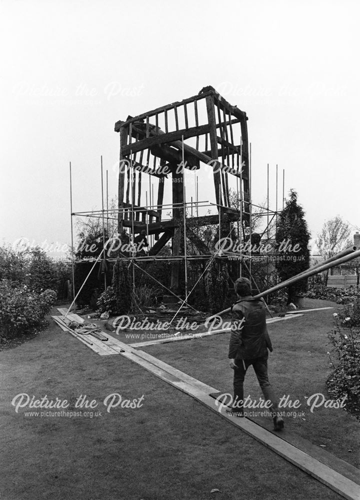 South Normanton - demolition of the remains of an old Post Mill (windmill)