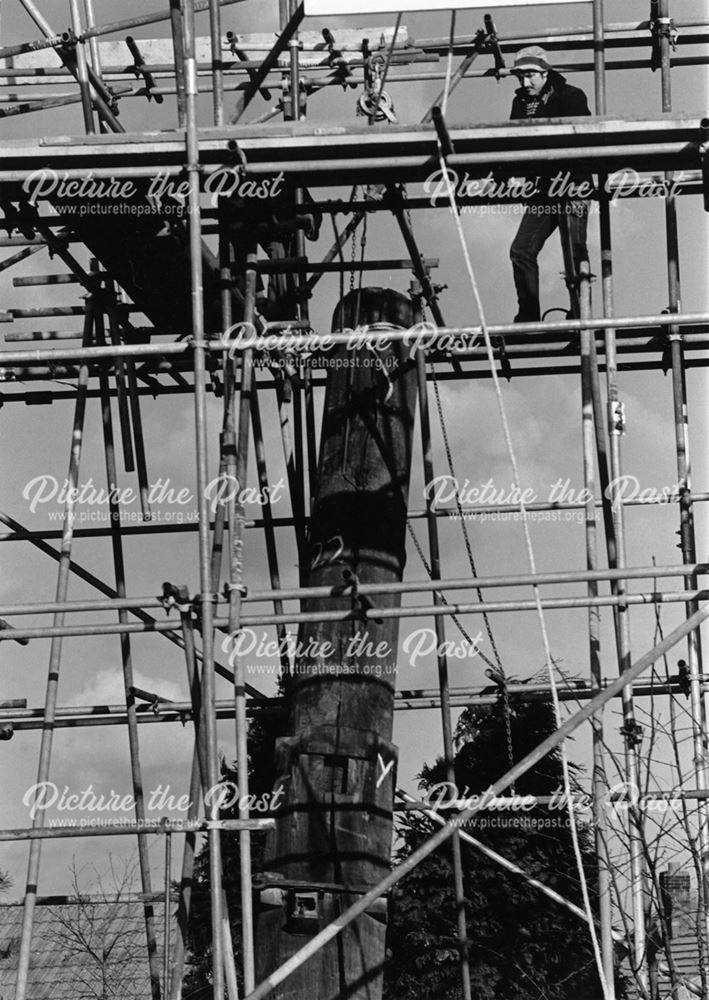 South Normanton - demolition of the remains of an old Post Mill (windmill)