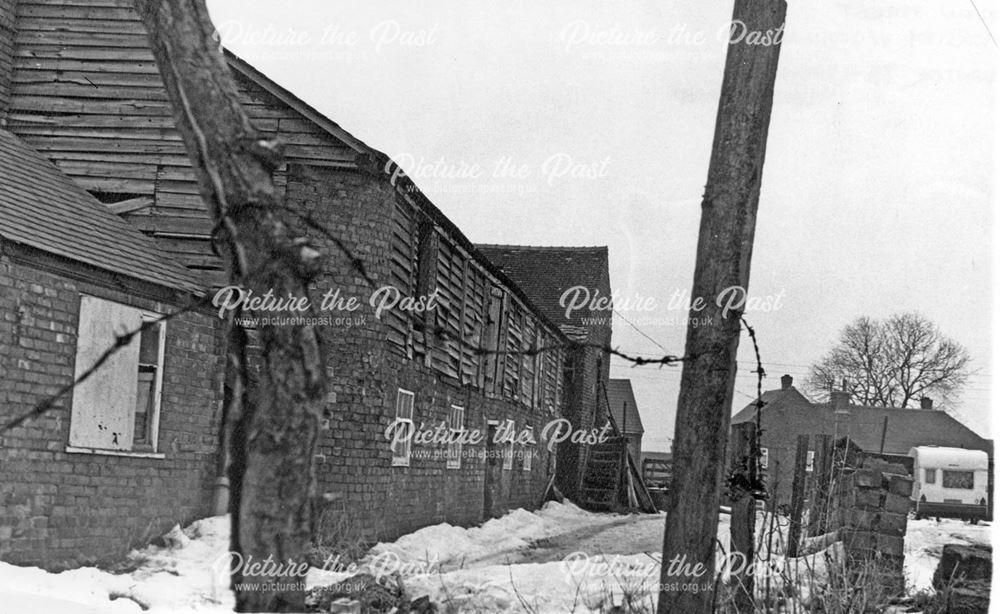 Farm buildings in the snow