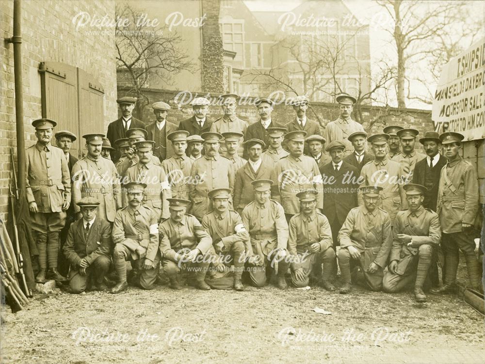 Ashover Territorials in the yard of the Drill Hall (later the Goldwell Rooms)