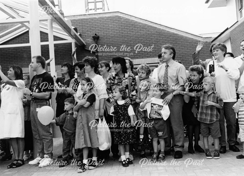 Crowd waits for opening of new children's wing, Derby City Hospital, 2nd September 1996