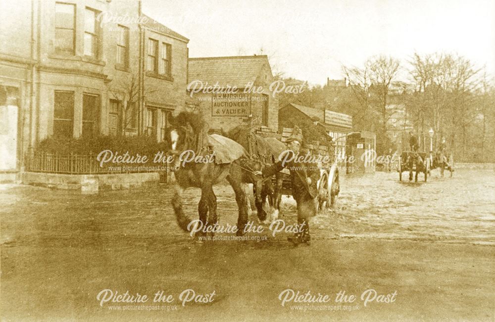 Causeway Lane during floods, c 1910