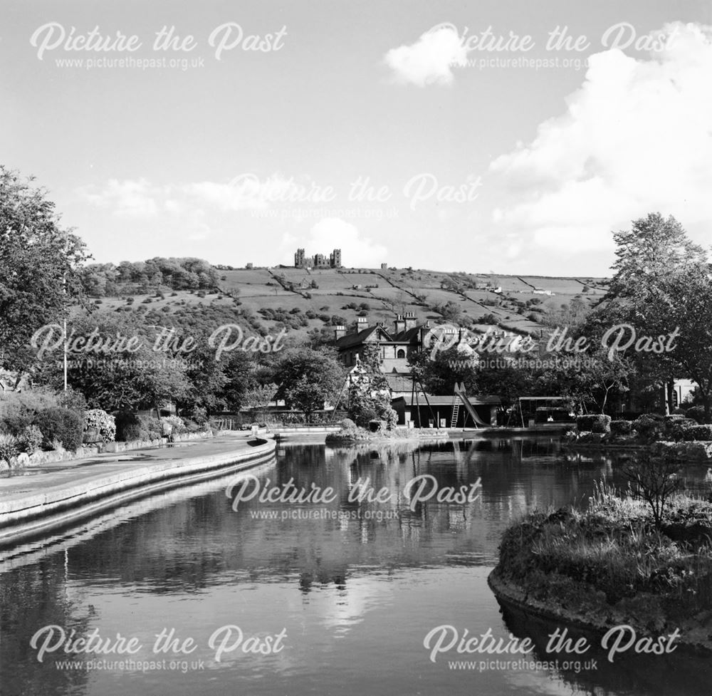 Hall Leys Park with Riber Castle in the distance, Matlock, September 1997