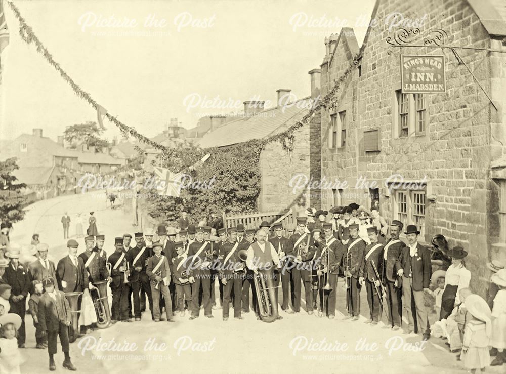 Matlock Band Outside the Kings Head, Matlock Town, c 1900