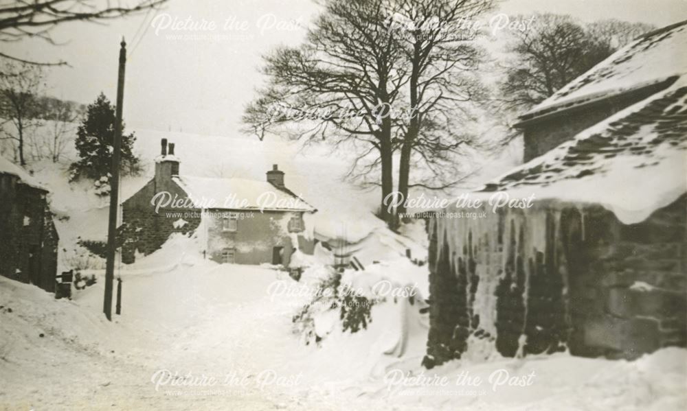 Mrs Ollerenshaw's Cottage and Snow Scene, Aston, North Derbyshire