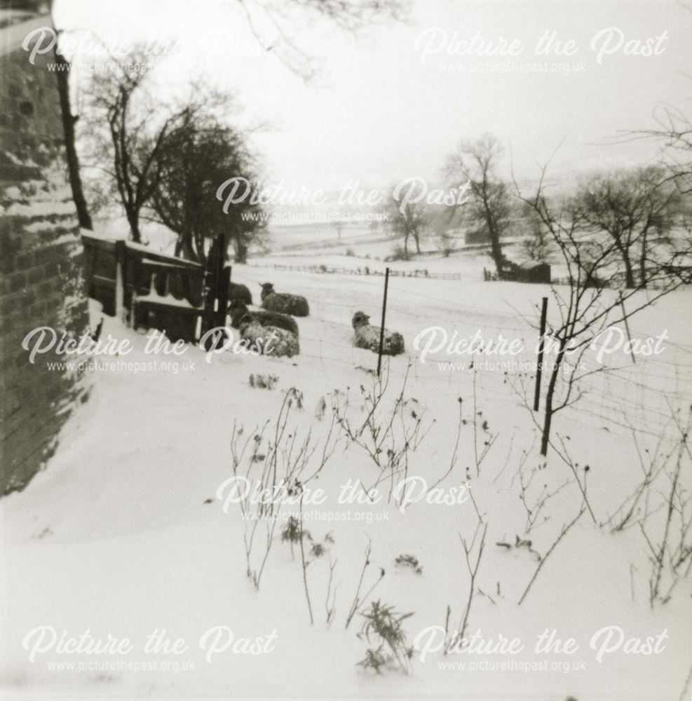 Snow scene looking towards Hope Station and Bradwell, Aston, North Derbyshire, c 1963?