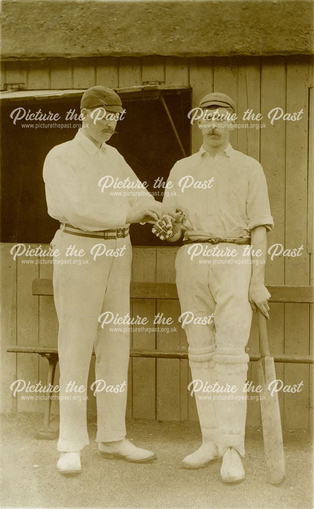 Two Cricket Captains, possibly in Clay Cross or Pilsey, early 20th century