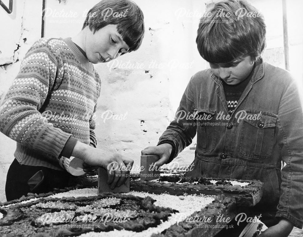 Process of well dressing, Tissington, 1981