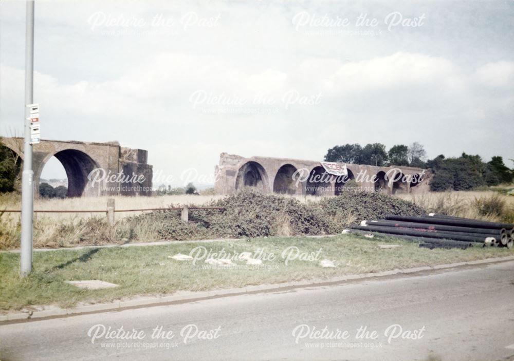 Demolition of viaduct between Croft Lane and Mansfield Road, Breadsall, 1979