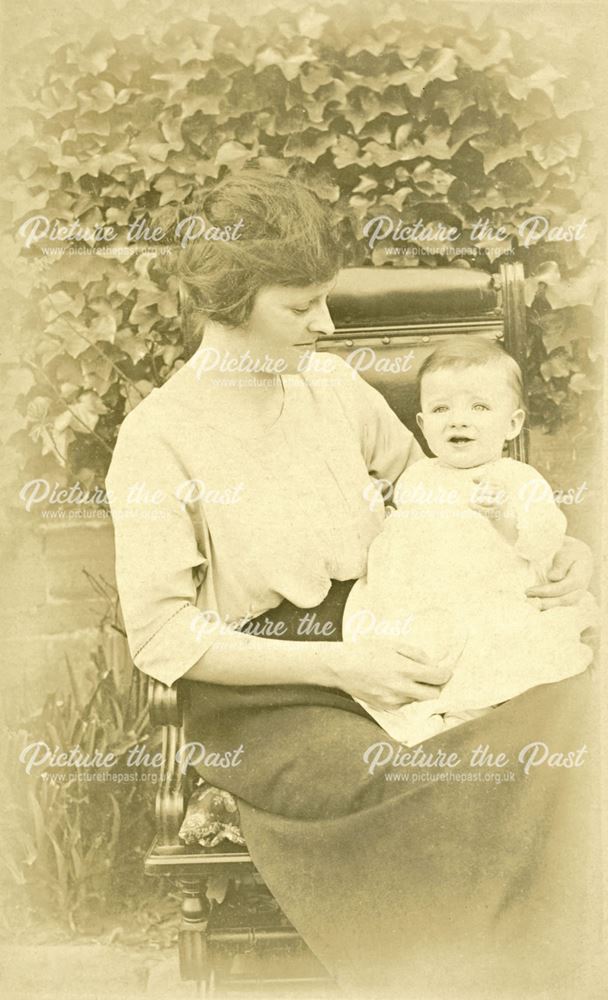 Mrs Davison and baby Howard, Milltown, Ashover, 1926
