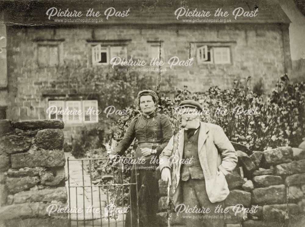 John Birks and his daughter Polly Brocklehurst, Knott Cross Farm, Milltown, Ashover, 1905