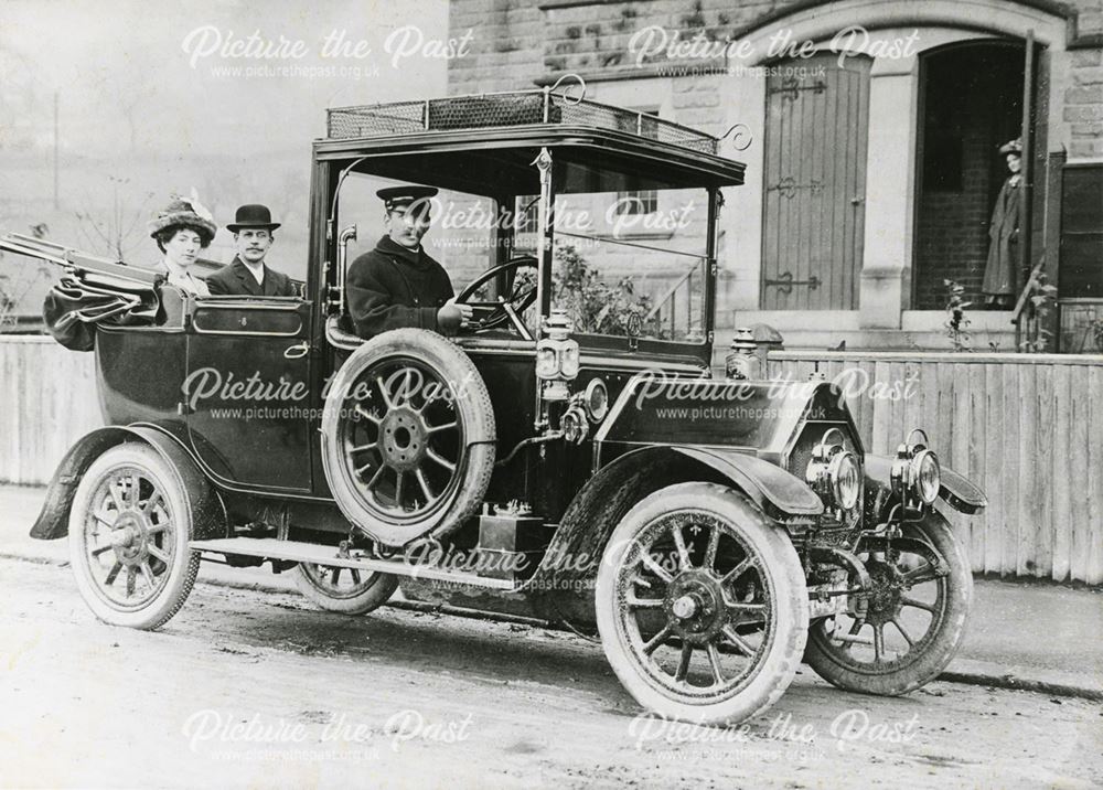 Taxi outside United Methodist Chapel, Matlock, c 1912