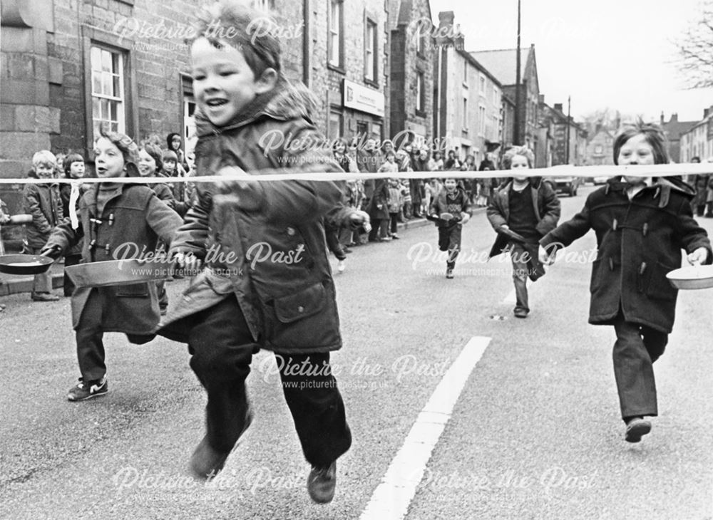 Pancake Race, Winster, 1981