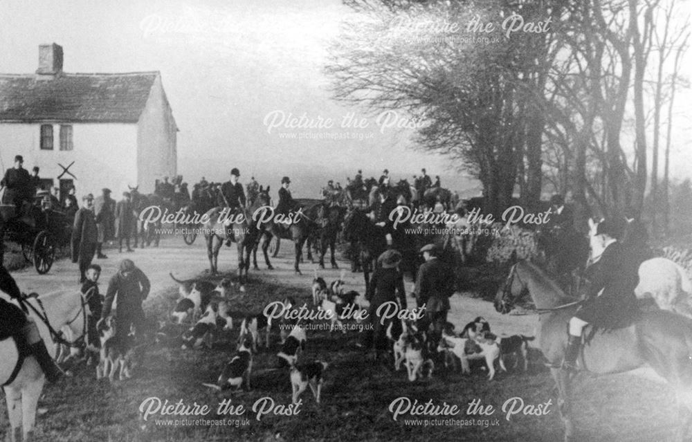 The hunt at Brierlow Bar, Chelmorton, c 1909