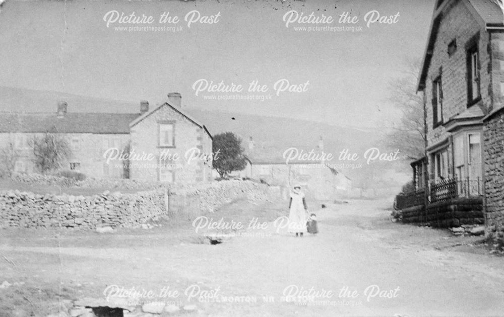 Mid Chelmorton with stream and Clapper Bridges before the telephone box was built, 1906