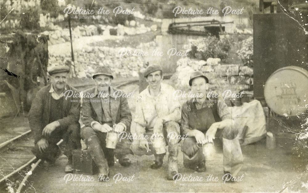 Employees at Riber Mine, Starkholmes, Derbyshire, 1952