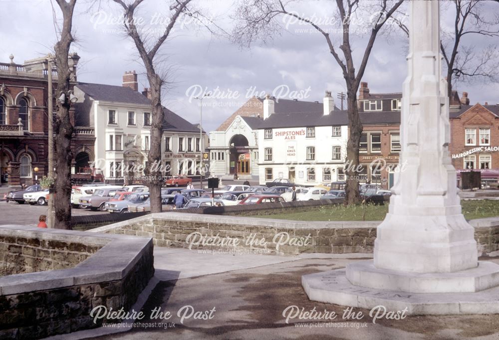 Cross in St Mary's Churchyard, Market Square, Ilkeston, c 1970s