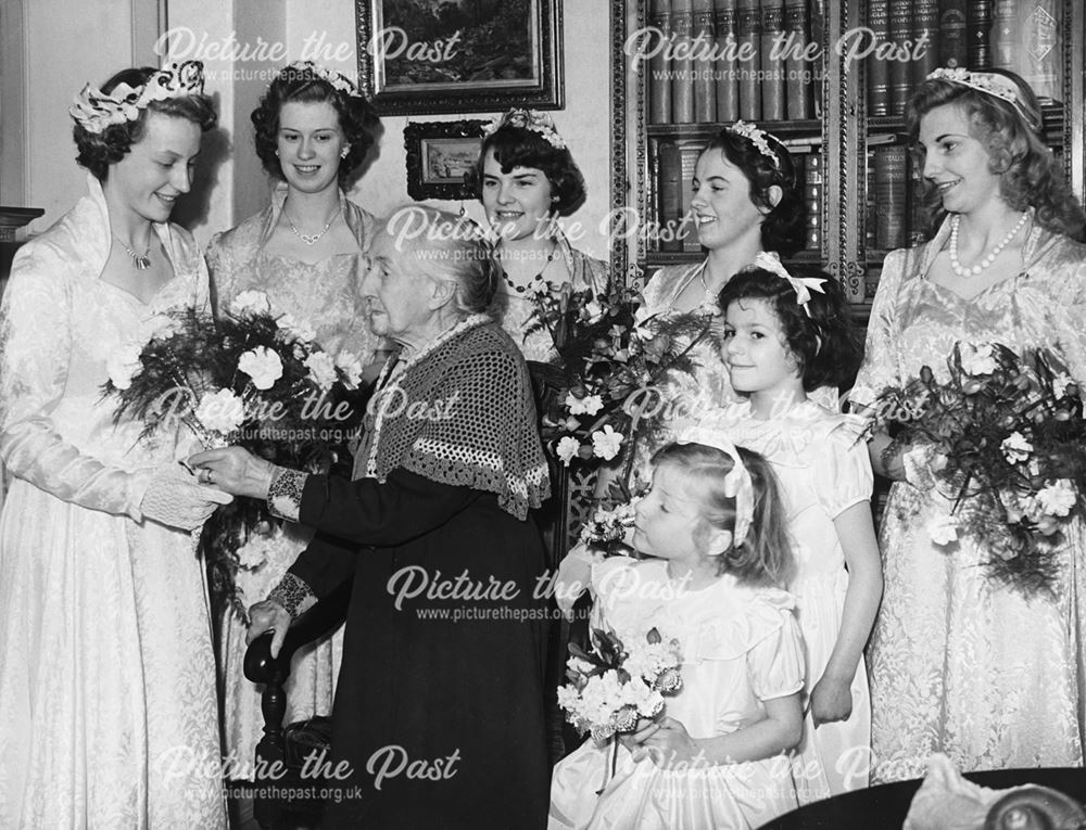 Mrs Keeling Recieves Bouquet from Carnival Queen, Ashover, 1953