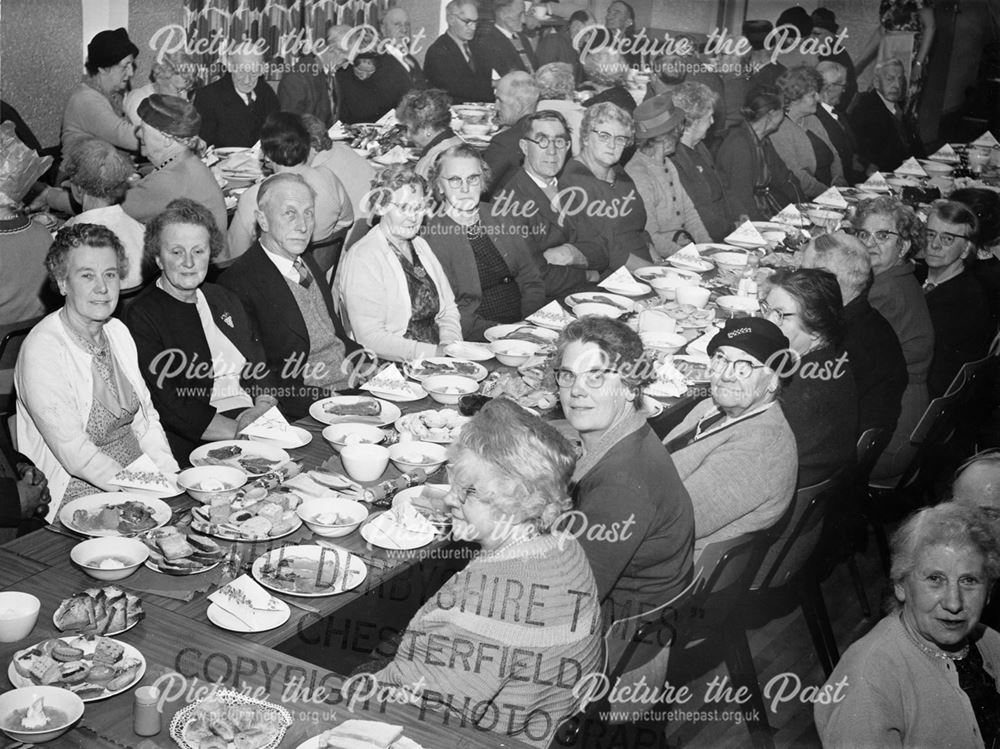 Old Peoples' Christmas Dinner, Parish Hall, Milken Lane, Ashover, 1967