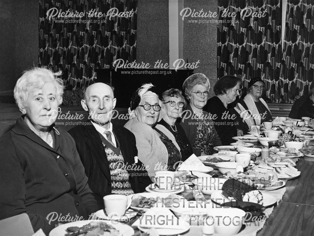 Old Peoples' Christmas Dinner, Parish Hall, Milken Lane, Ashover, 1967