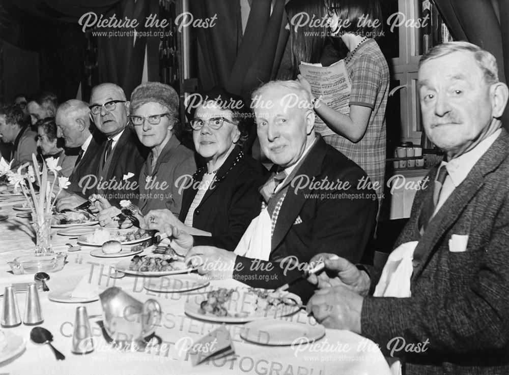 Old Peoples' Christmas Dinner, Parish Hall, Milken Lane, Ashover, 1969