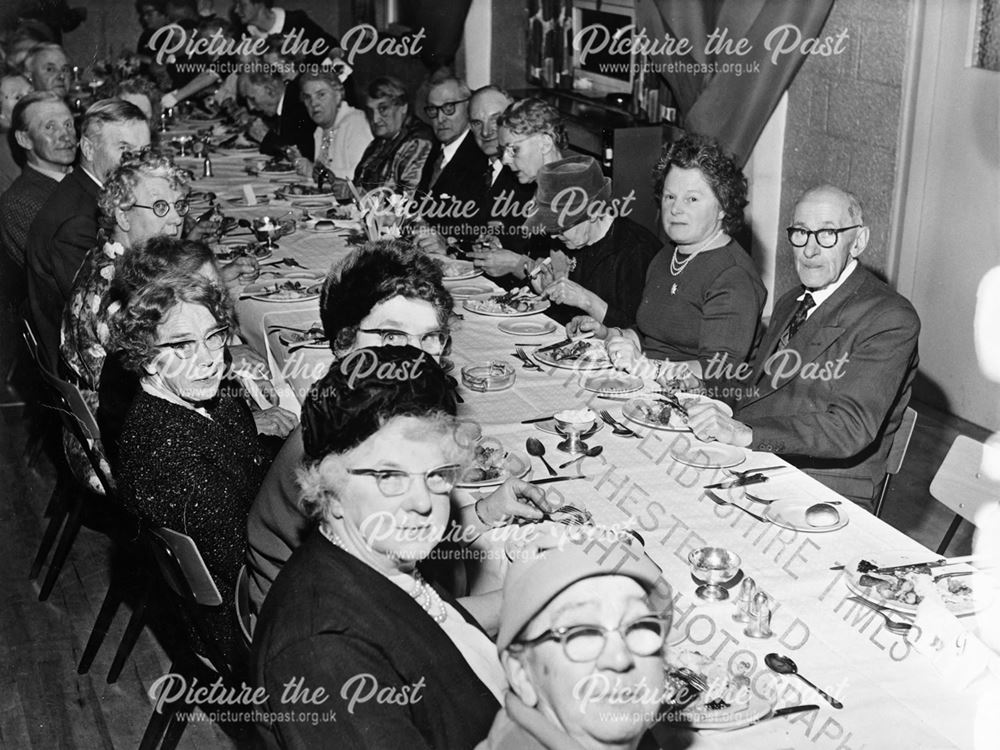 Old Peoples' Christmas Dinner, Parish Hall, Milken Lane, Ashover, 1969