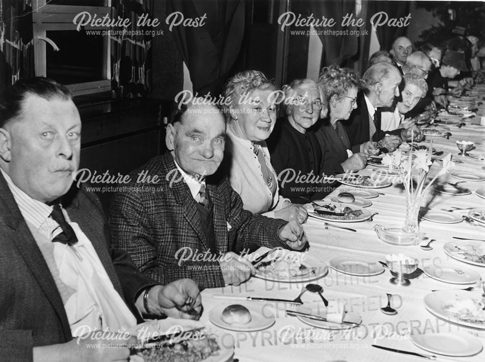 Old Peoples' Christmas Dinner, Parish Hall, Milken Lane, Ashover, 1969