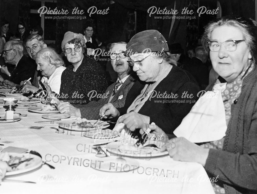 Old Peoples' Christmas Dinner, Parish Hall, Milken Lane, Ashover, 1969