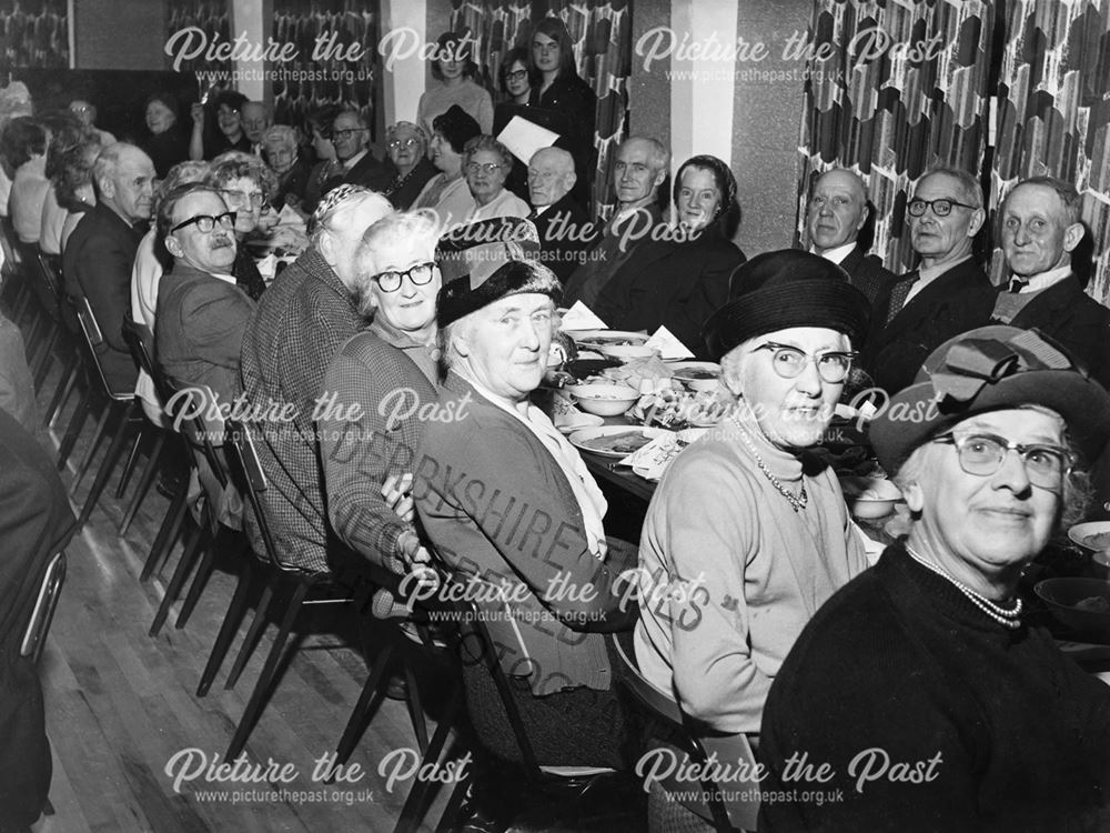 Old Peoples' Christmas Dinner, Parish Hall, Milken Lane, Ashover, 1967