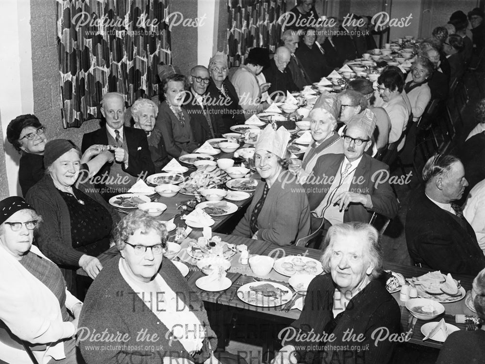 Old Peoples' Christmas Dinner, Parish Hall, Milken Lane, Ashover, 1967-8