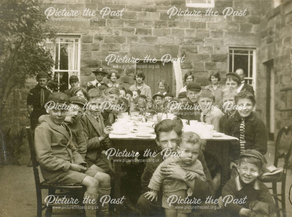 Scouts' Tea Party, Yew Tree Close, Ashover, c 1930