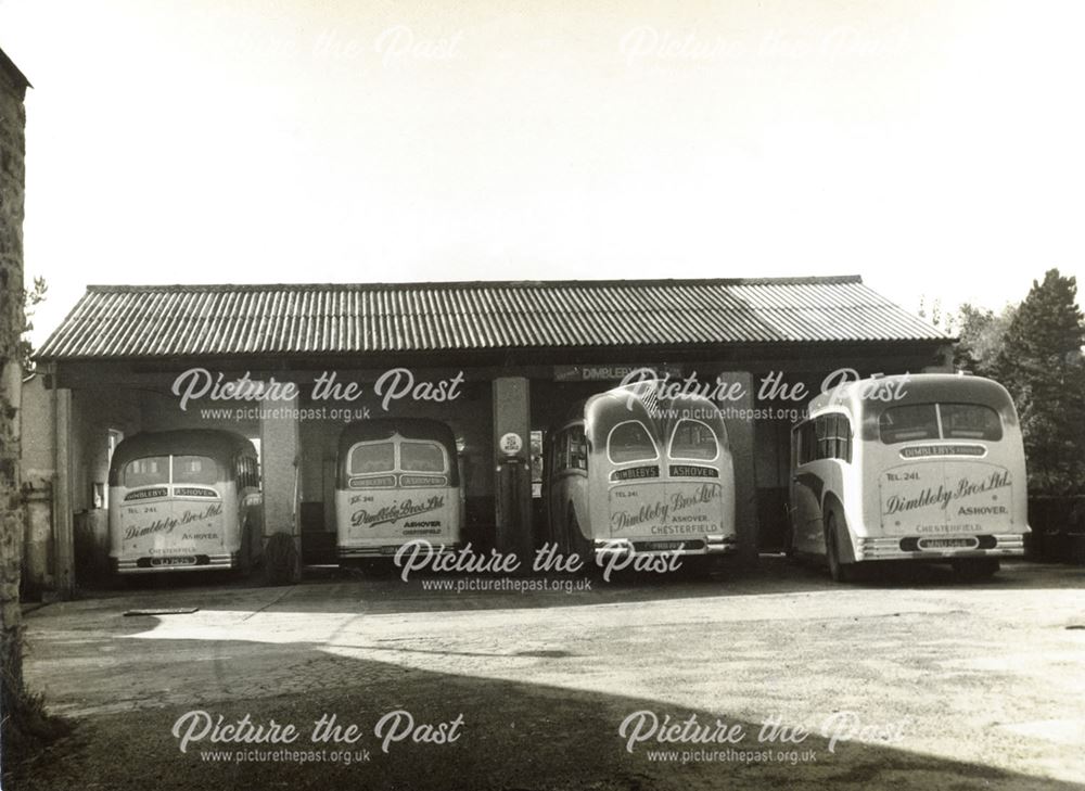 Dimbleby's Buses in the Garage, Ashover, 1952