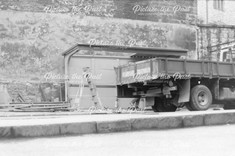 Removal of bus shelter on Harrison Drive, Wirksworth, 1987