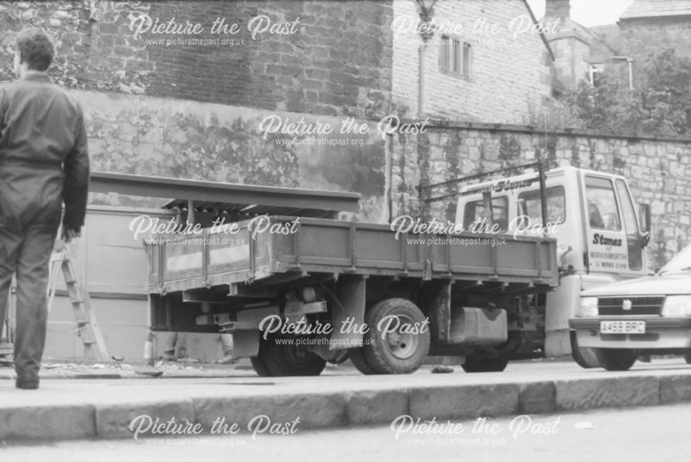 Removal of bus shelter on Harrison Drive, Wirksworth, 1987