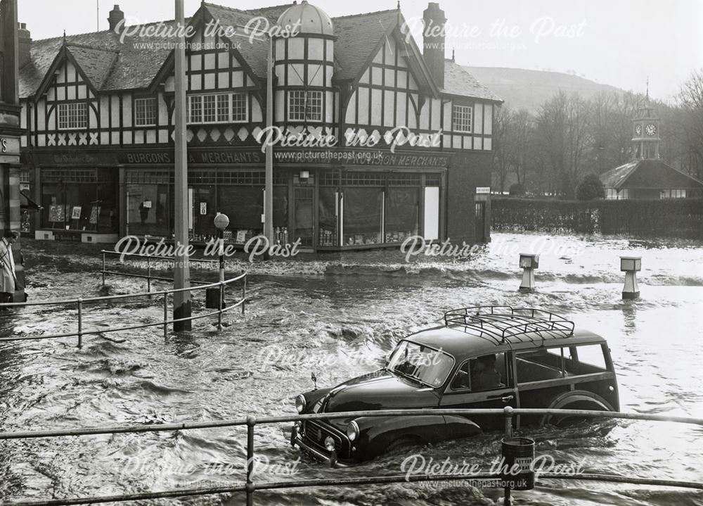 Flooding on Crown Square, Matlock, 1960s
