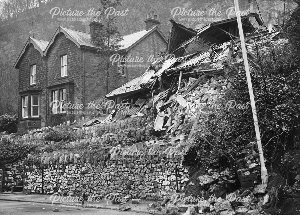 Building Demolished by Rock Fall, Matlock Bath, 1966