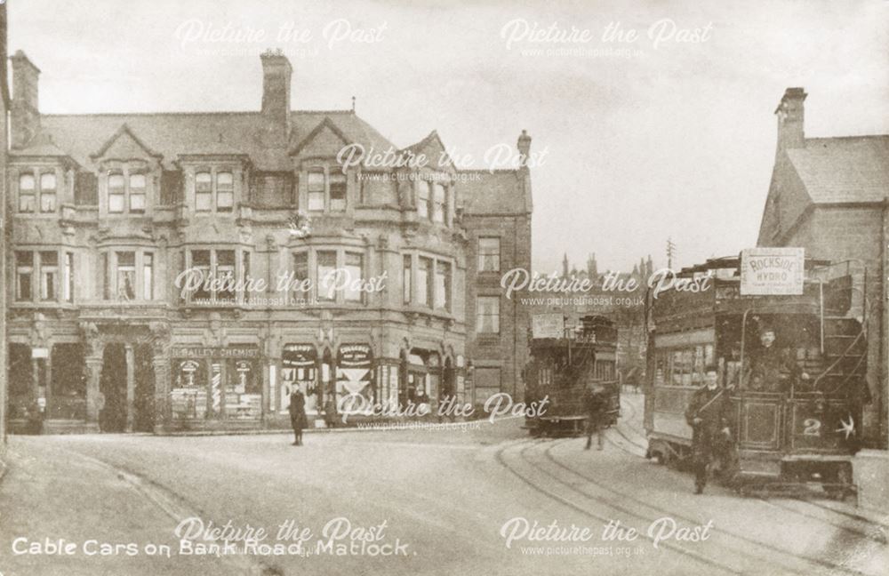 Trams on Bank Road, Matlock, c 1900