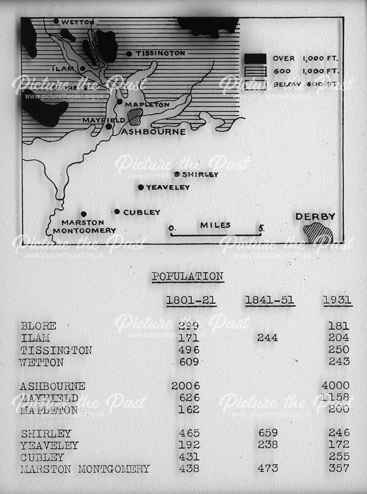 South Derbyshire Physical and Population Map, c 1930