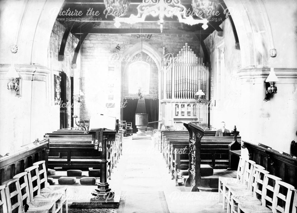 Interior of All Saints Church, Kirk Hallam, c 1900s ?