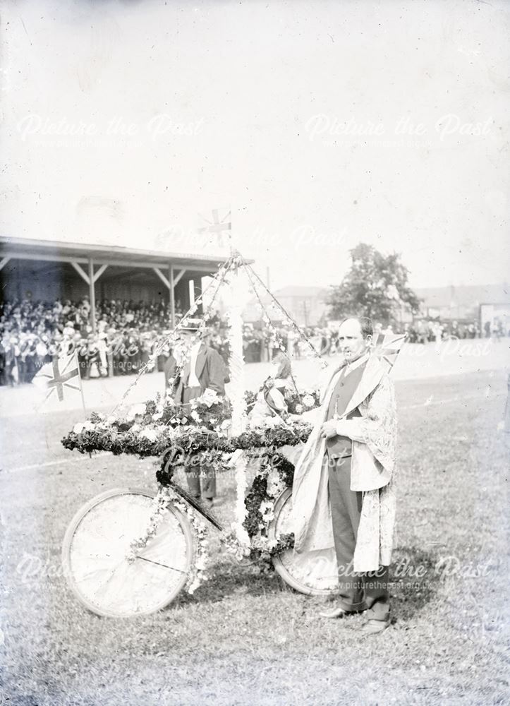 Decorated Bicycle at Ilkeston Flower Show, Ilkeston, c 1910 ?