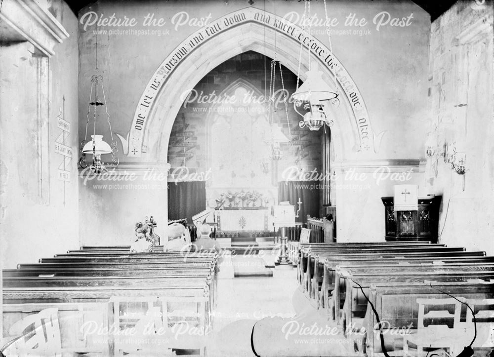 Interior of All Saints Church, Kirk Hallam, c 1900s ?