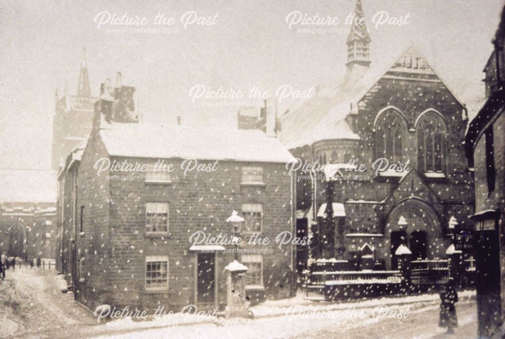 Newton's Monument, Corn Stores and Baptist Chapel, Wirksworth, c 1910