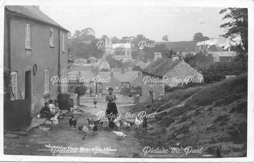 'Whitwell From Bakestone Moor' and a family with Chickens