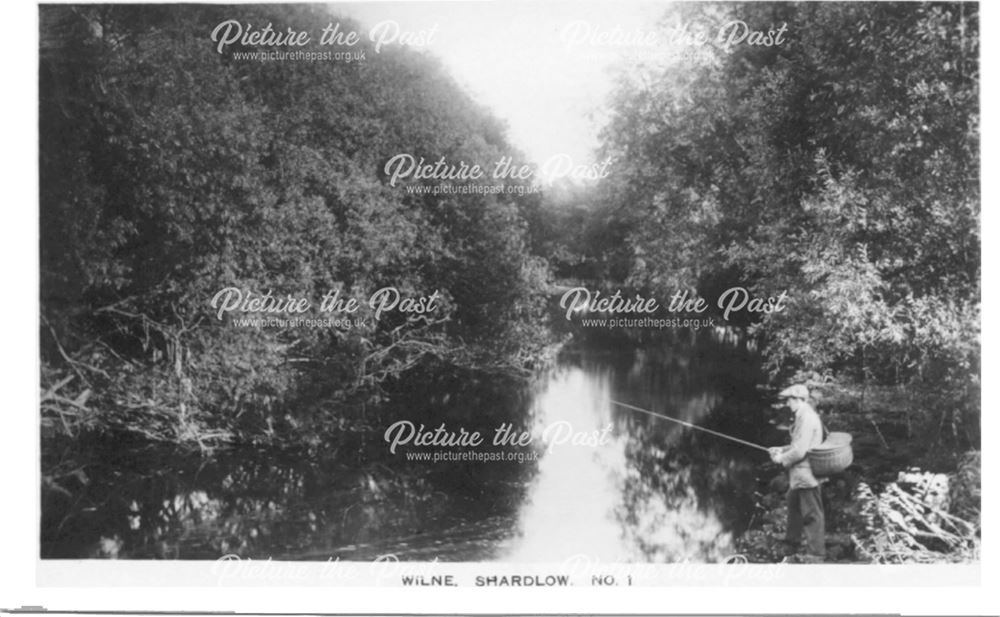 Man fishing in the River Derwent, just before it joins the River Trent at Wilne