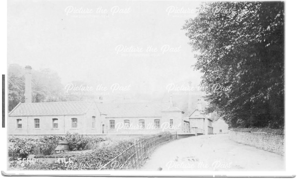 School and Lower Mill, Pleasley Vale, c 1910