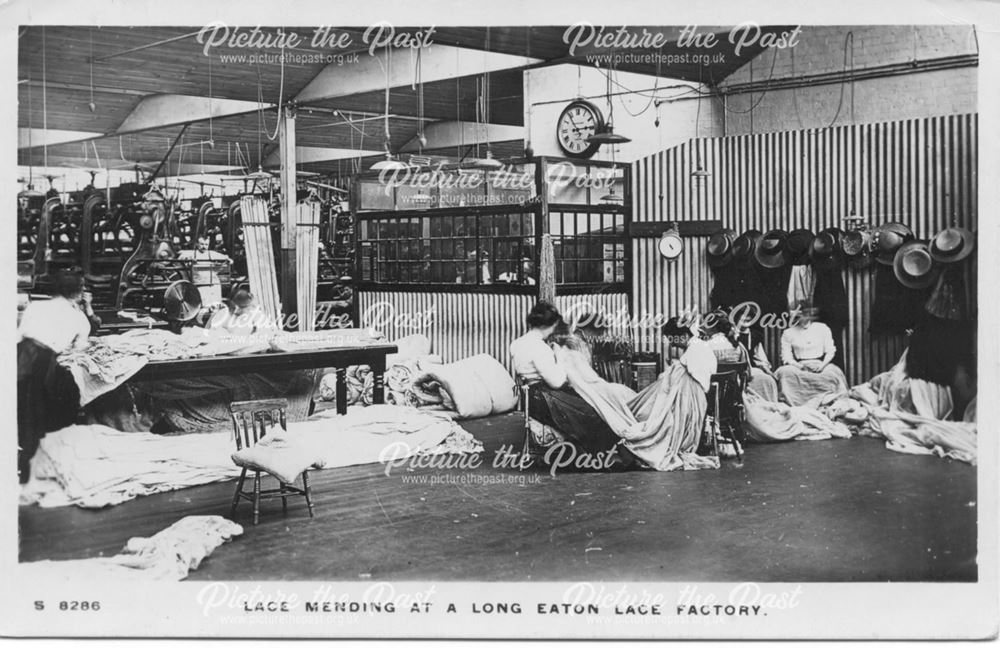 Lace Mending at a Lace Factory, Long Eaton, c 1910-15