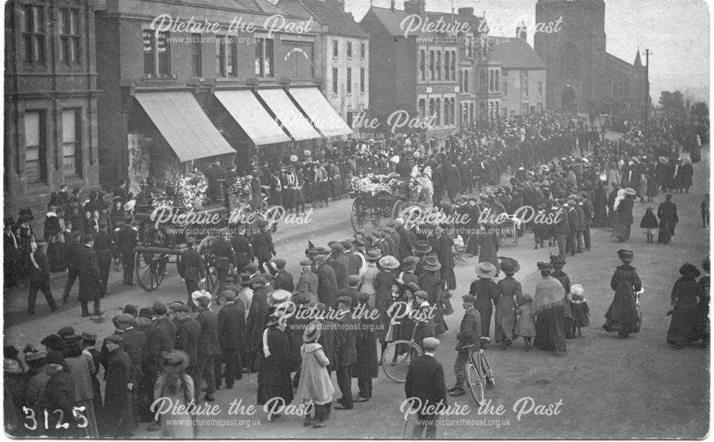 Funeral? Procession in Heanor Market Place, c 1900s