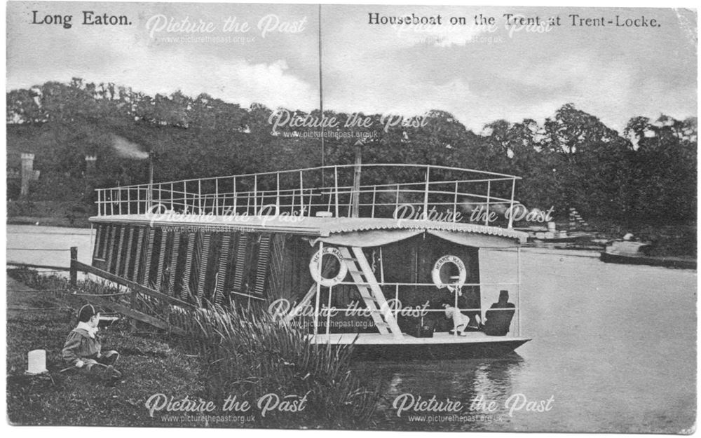 Houseboat on the Trent at Trent-Lock, Long Eaton, c 1903