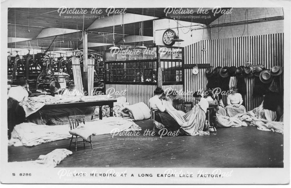 Lace mending at a Long Eaton lace factory