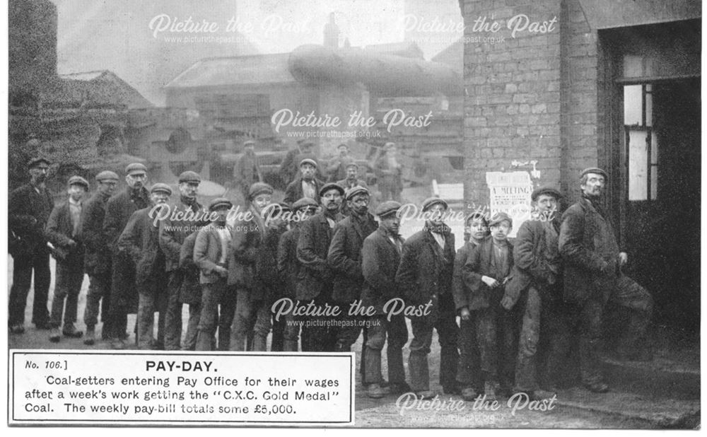 Colliery workers queueing for their wages